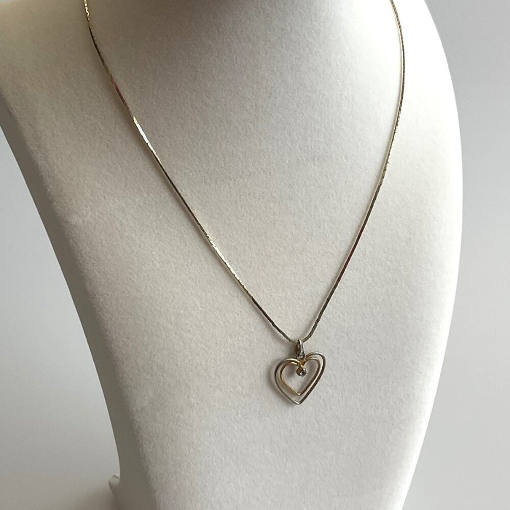VINTAGE DOUBLE HEART RINESTONE NECKLACE RARE - Picture 5 of 12